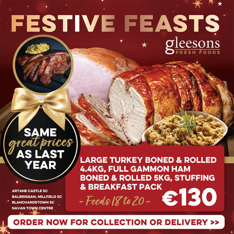 XL Hamper - Boned & Rolled Turkey Crown and Large Boned & Rolled Ham with 700g stuffing & Breakfast Pack:  Feeds 18-20